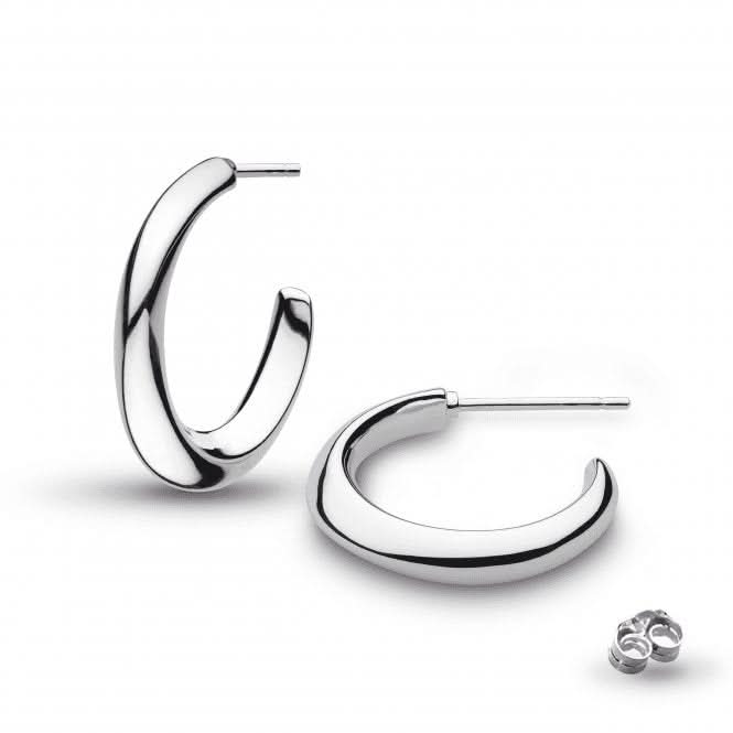 Bevel Cirque 20mm Rhodium Semi-Hoop Stud Earrings 6190RP