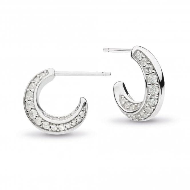 Bevel Cirque Cubic Zirconia Pavé Semi-Hoop Stud Earrings 3151CZ