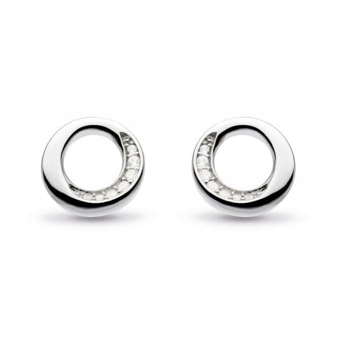 Bevel Cirque Cubic Zirconia Rhodium Plate Stud Earrings 3152CZ