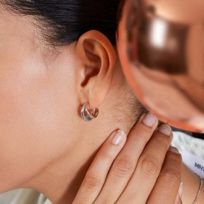 Bevel Cirque Link Blush Twin Hoop Earrings 61886RRP