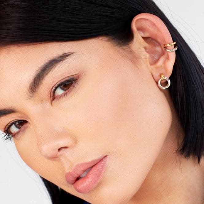 Bevel Cirque Link Golden Stud Earrings 4172GRP