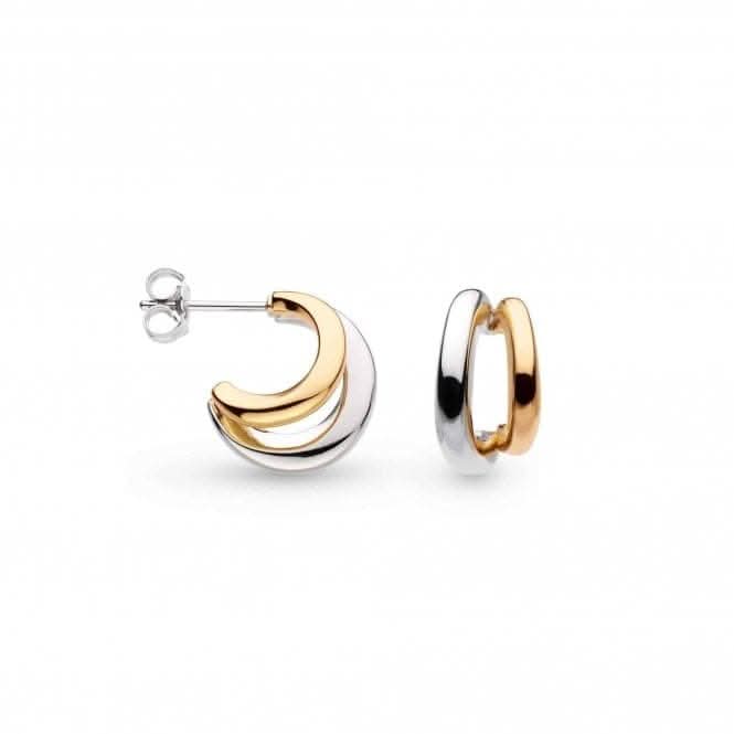 Bevel Cirque Link Golden Twin Hoop Earrings 61886GRP