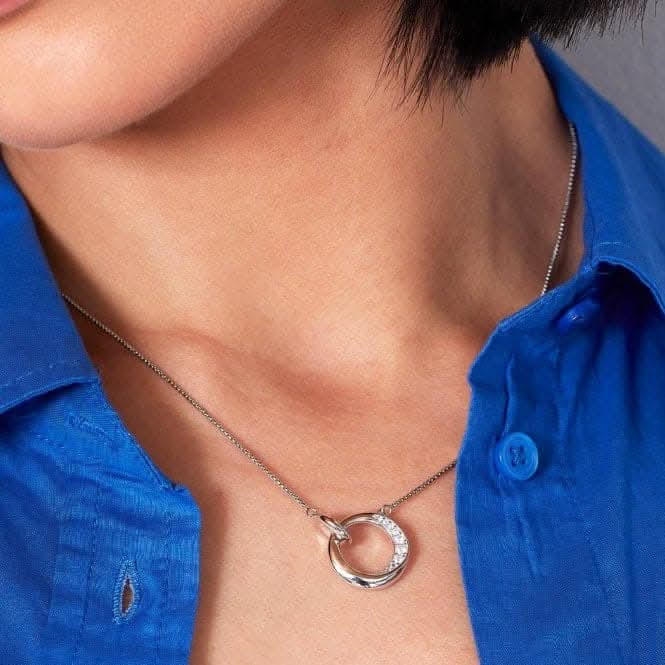 Bevel Cirque Link Pavé Necklace 9153CZ
