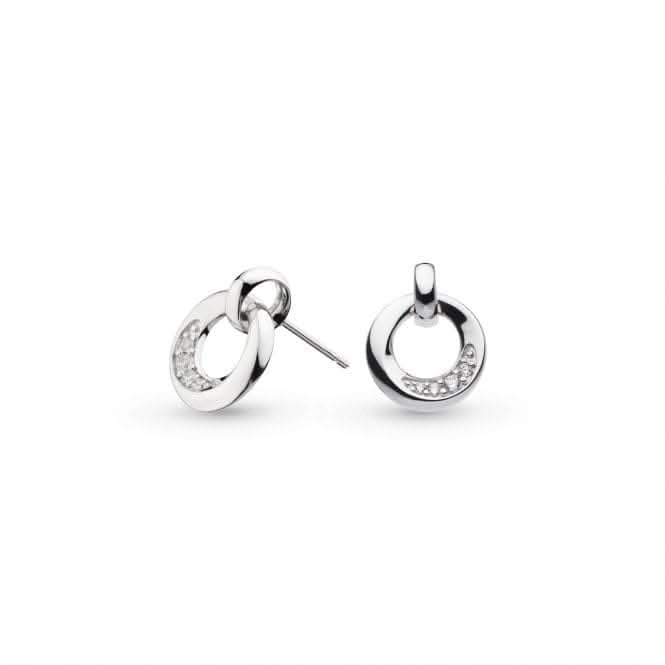 Bevel Cirque Link Pavé Stud Earrings 3153CZ