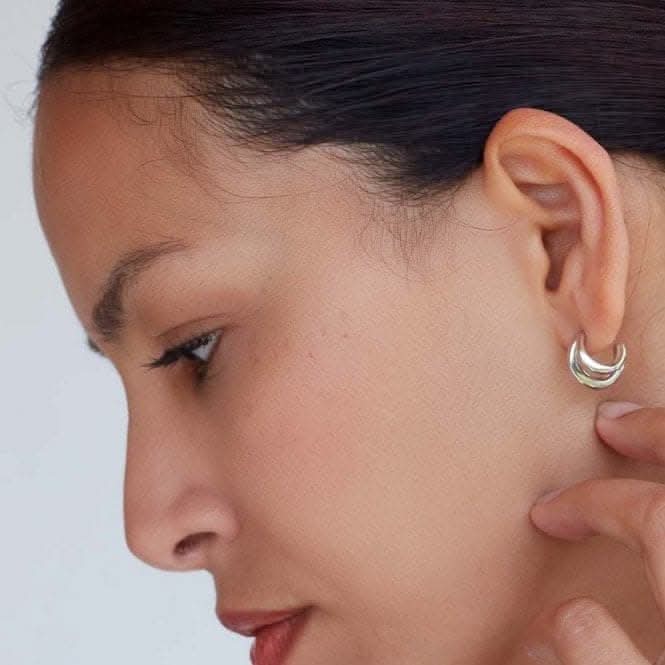 Bevel Cirque Link Twin Hoop Earrings 61886RP