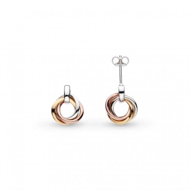 Bevel Trilogy Golds Link Stud Earrings 6168GRG