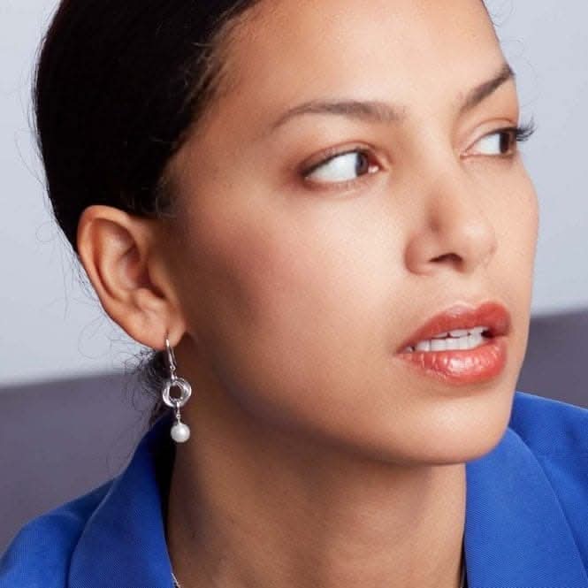 Bevel Trilogy Pearl Drop Earrings 5160FP