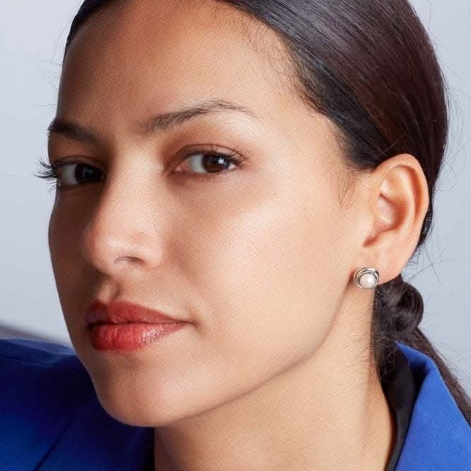 Bevel Trilogy Pearl Stud Earrings 3160FP