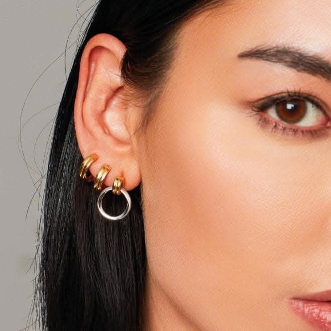 Bevel Unity Golden Drop Stud Earrings 41172GRP