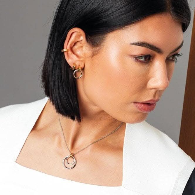 Bevel Unity Golden Huggie Hoop Earrings 61171GD