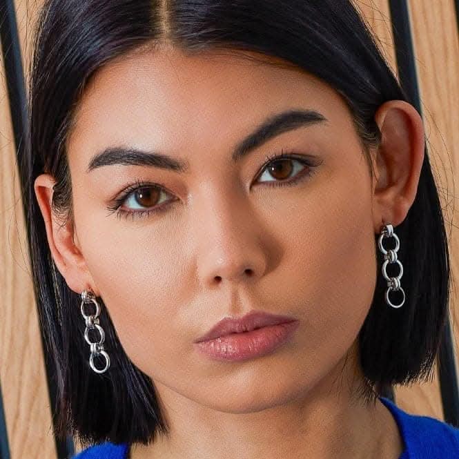 Bevel Unity Trio Stud Drop Earrings 61173RP