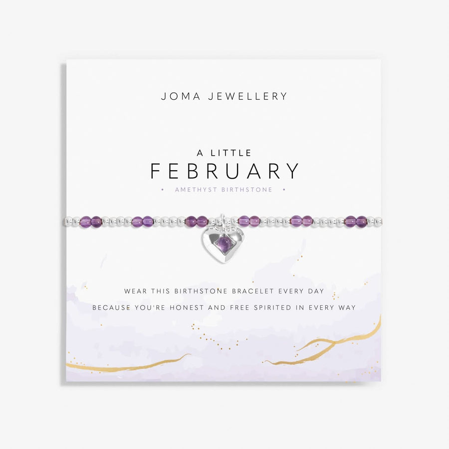 Birthstone A Little February Amethyst Silver Plated Bracelet 8316