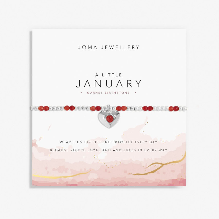 Birthstone A Little January Garnet Silver Plated Bracelet 8315