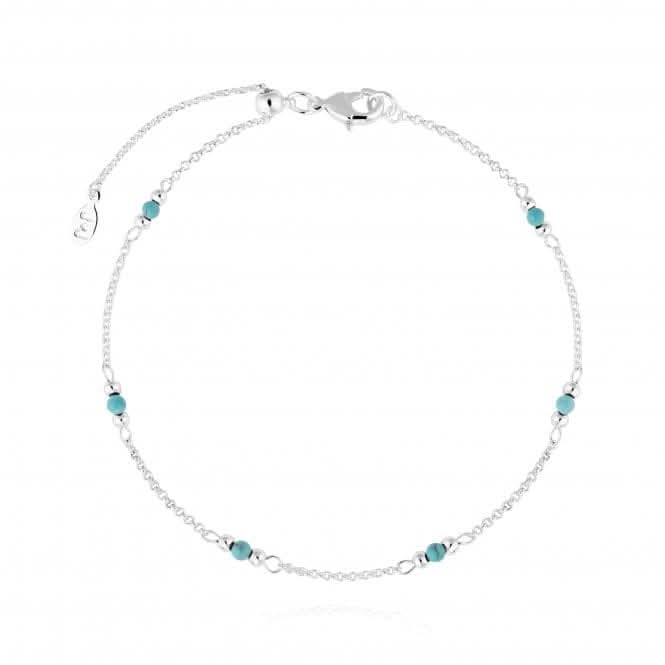 Birthstone December Turquoise Silver Bracelet 26cm Adjustable Anklet 4211