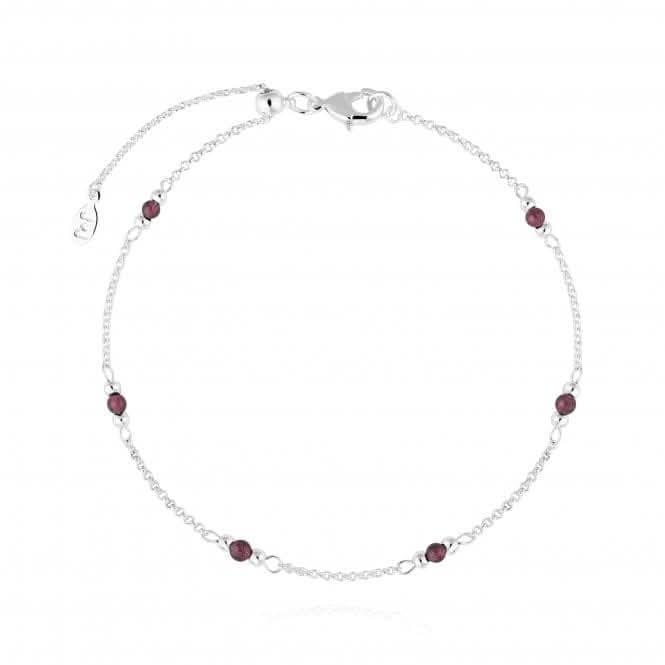 Birthstone January Garnet Silver 26cm Adjustable Anklet 4200