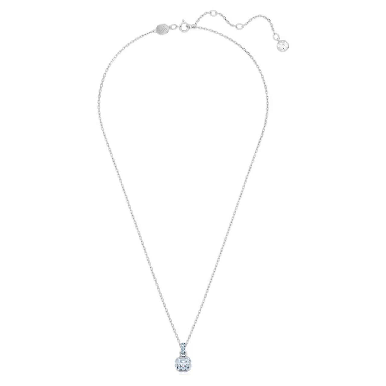 Birthstone Rhodium Plated Blue Square Cut March Pendant 5651794Swarovski5651794