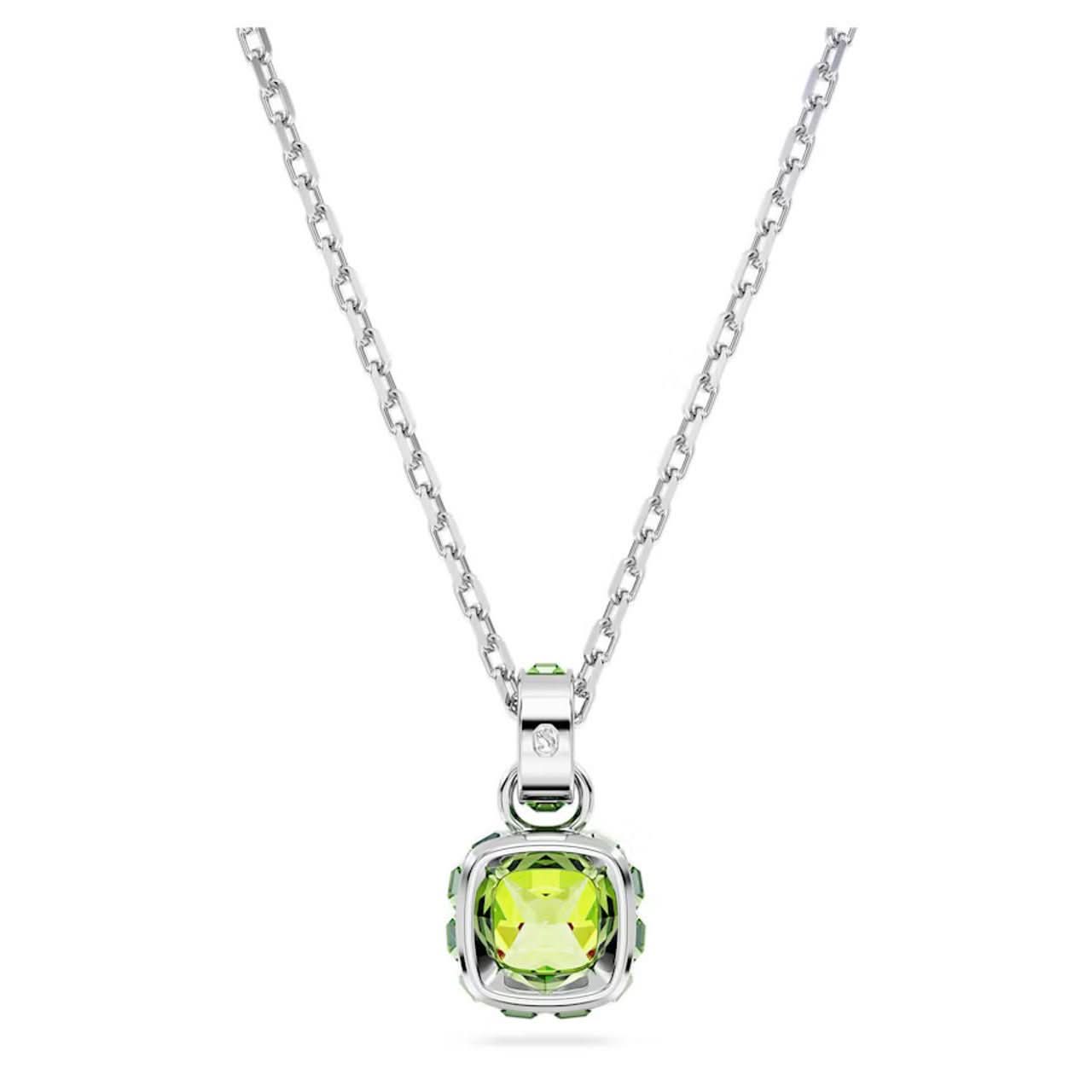 Birthstone Rhodium Plated Green Square Cut August Pendant 5651706Swarovski5651706
