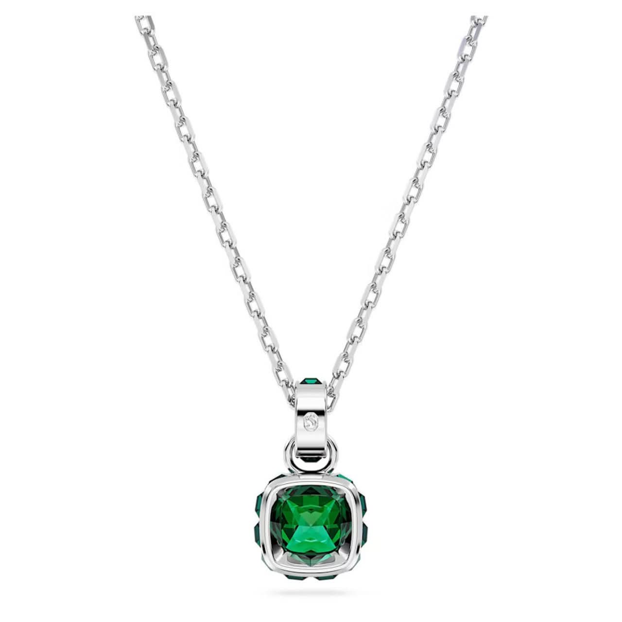Birthstone Rhodium Plated Green Square Cut May Pendant 5651793Swarovski5651793