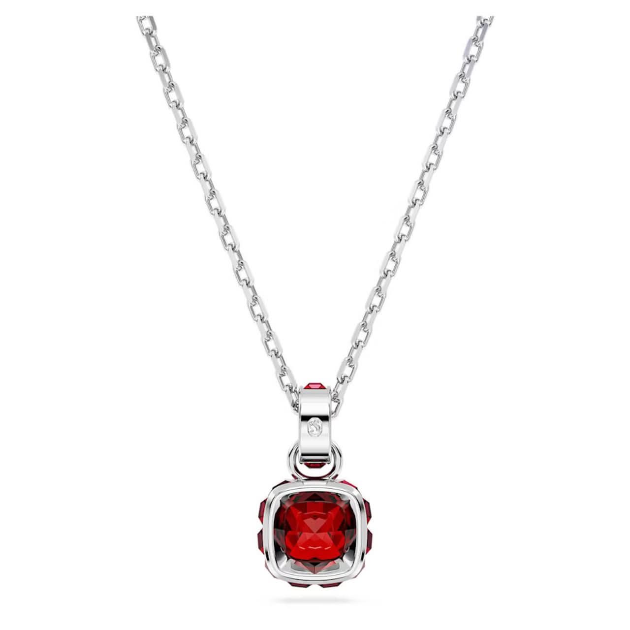 Birthstone Rhodium Plated Red Square Cut January Pendant 5651709Swarovski5651709