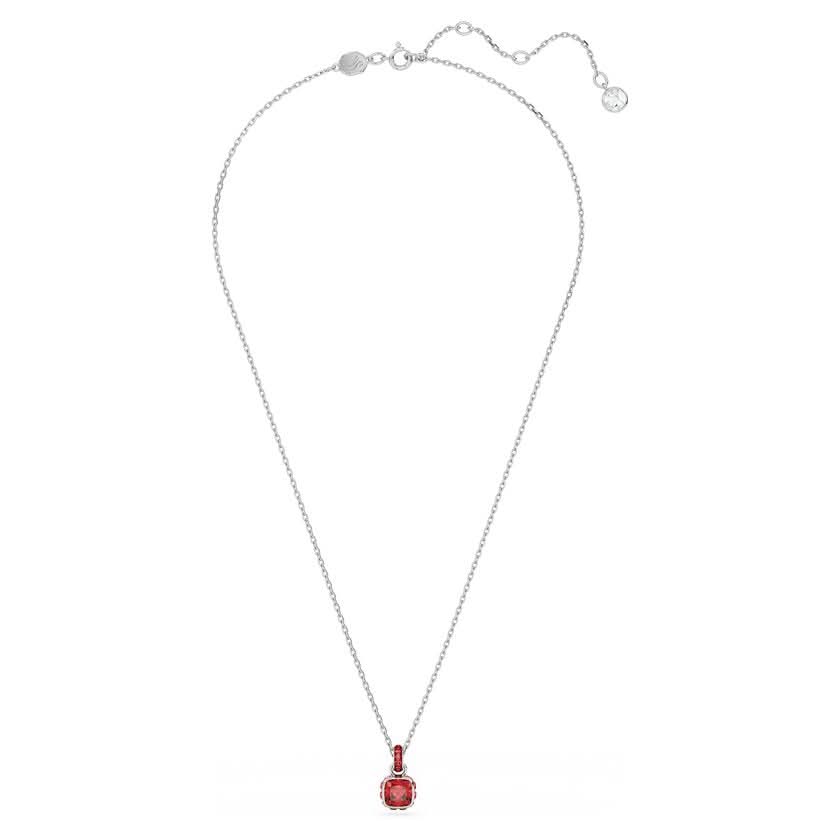 Birthstone Rhodium Plated Red Square Cut July Pendant 5652043Swarovski5652043