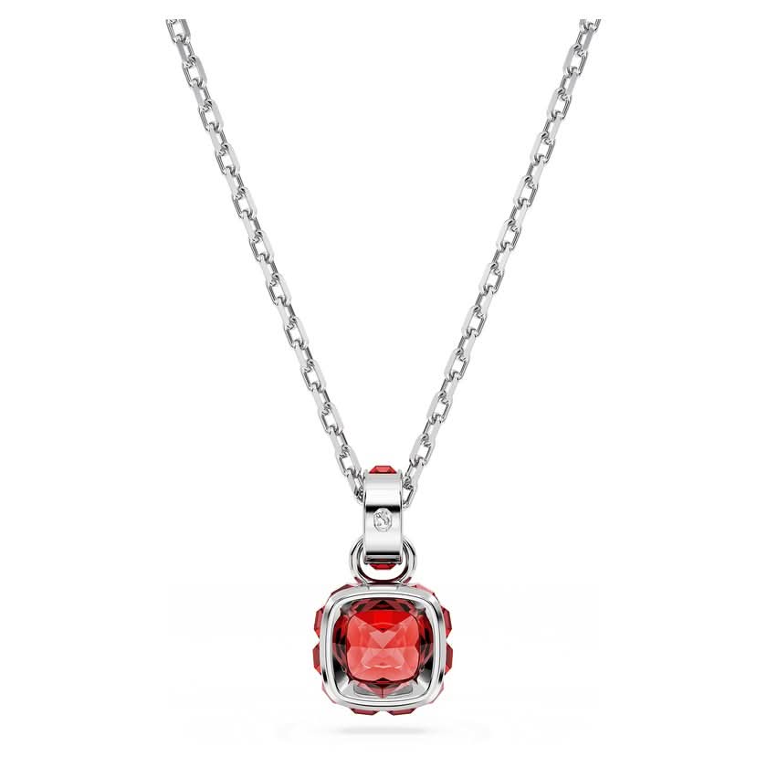 Birthstone Rhodium Plated Red Square Cut July Pendant 5652043Swarovski5652043