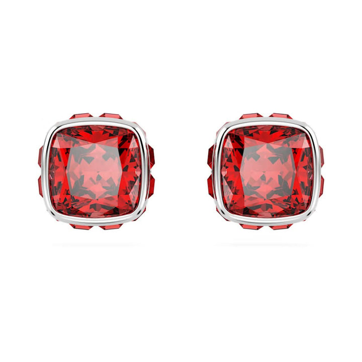 Birthstone Rhodium Plated Red Square Cut July Stud Earrings 5661959Swarovski5661959