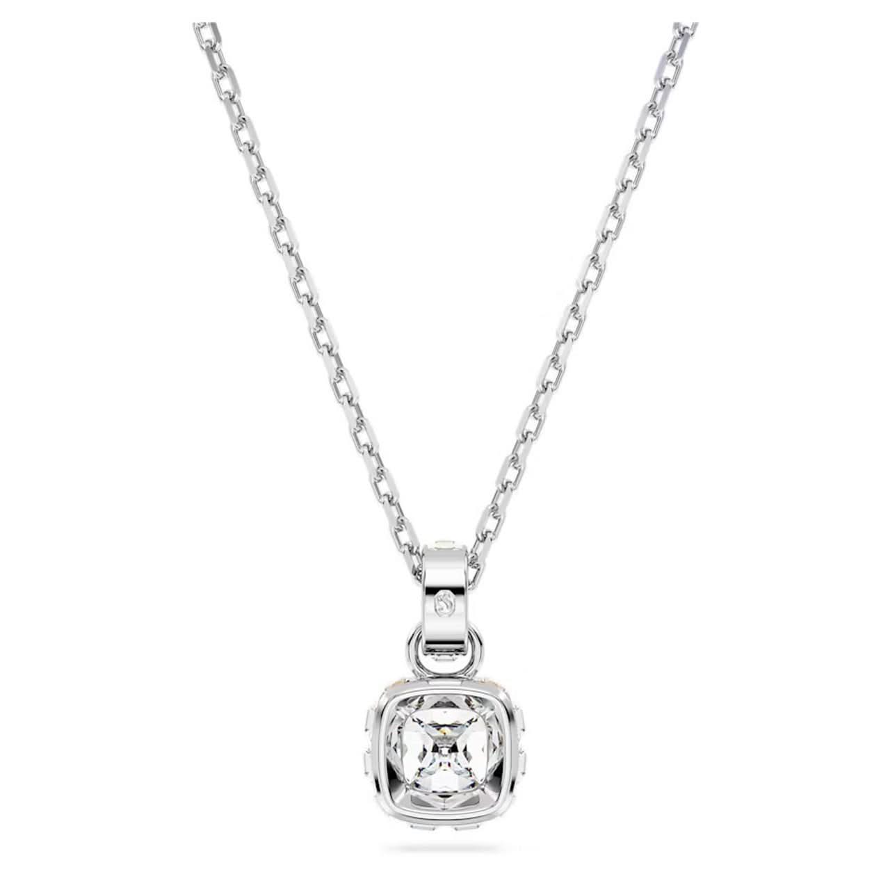 Birthstone Rhodium Plated White Square Cut April Pendant 5651704Swarovski5651704