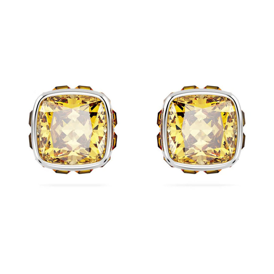 Birthstone Rhodium Plated Yellow Square Cut November Stud Earrings 5660802