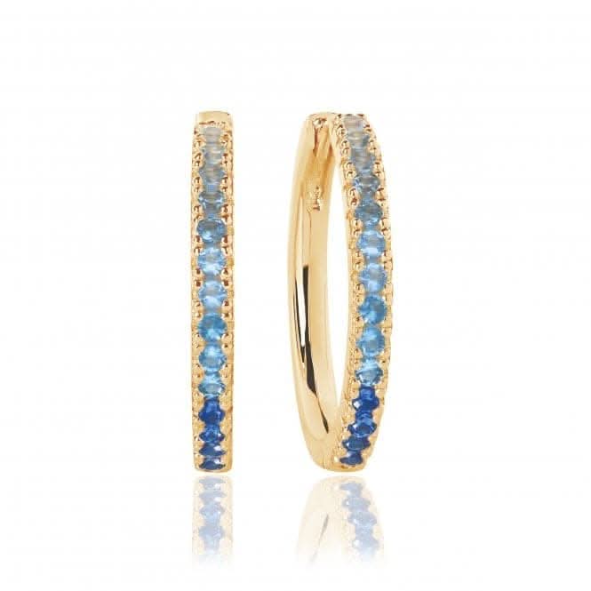 Blue and White Zirconia Ellera Grande Earrings SJ-E2869-GBL-YG