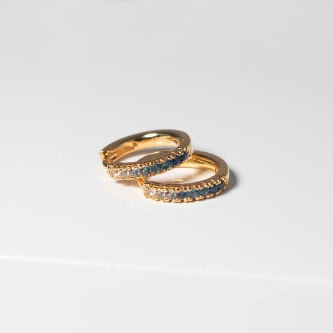 Blue and White Zirconia Ellera Medio Earrings SJ-E2859-GBL-YG