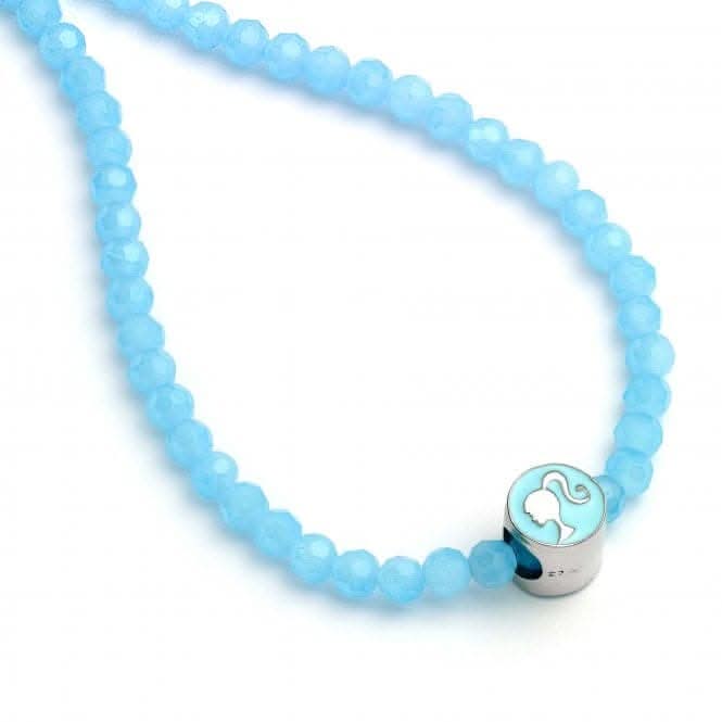 Blue Bead Necklace Round Silhouette Pendant BMN00005