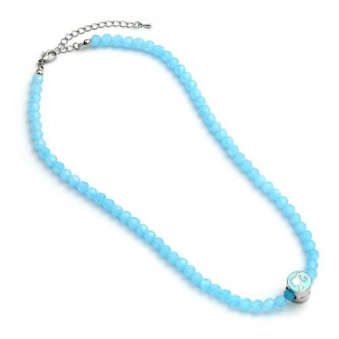 Blue Bead Necklace Round Silhouette Pendant BMN00005