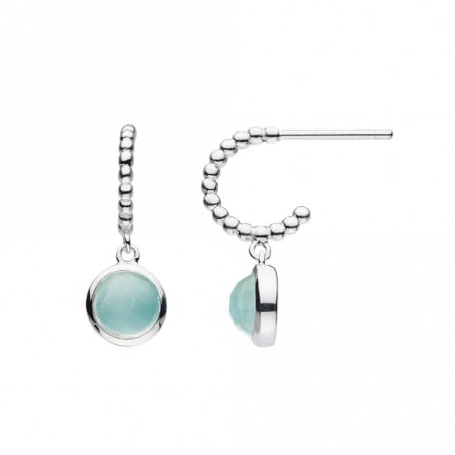 Blue Chalcedony Beaded Stud Hoop Earrings 57827BLC