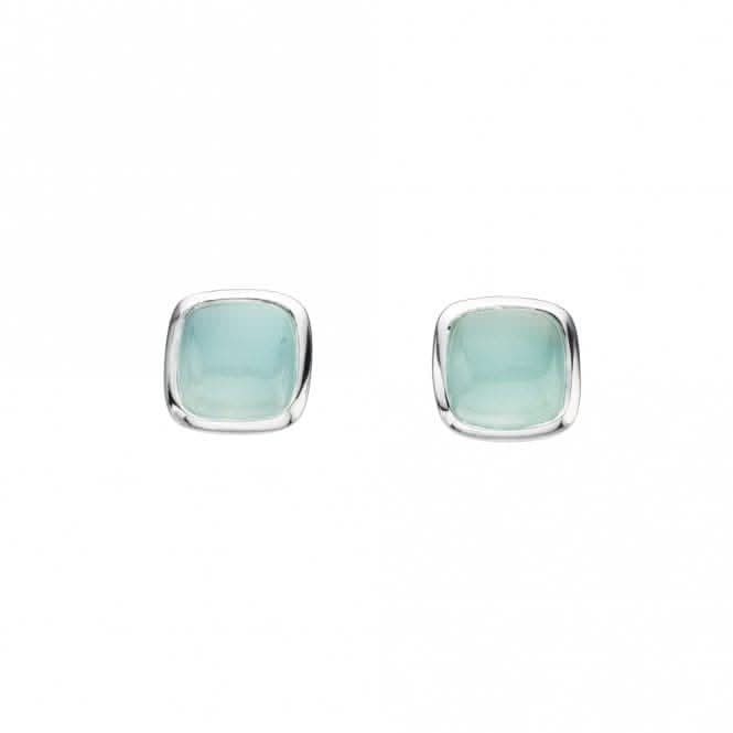 Blue Chalcedony Cushion Stud Earrings 37824BLC