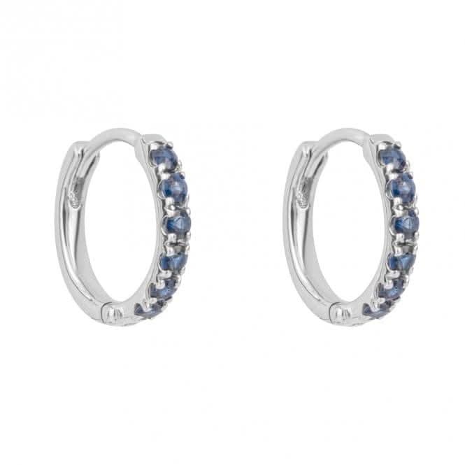 Blue Sapphire 9ct White Gold Hoop Earrings GE1017L