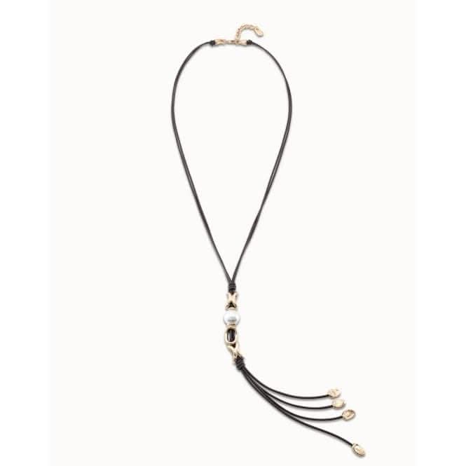 Bond White Leather Pearl Shell NecklaceUNOde50COL1810MARORO0U