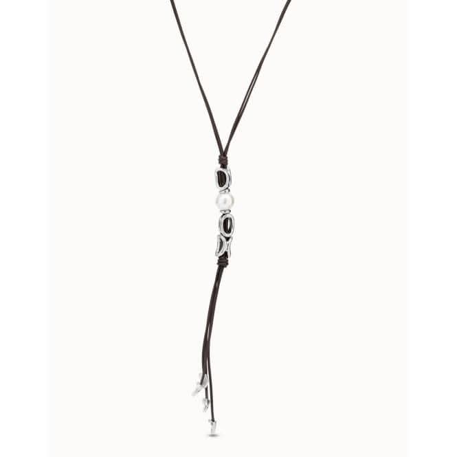Bond White Leather Pearl Shell NecklaceUNOde50COL1810MARMTL0U