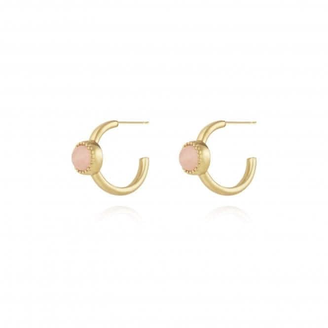 Capri Rose Quartz Hoop Gold Earrings 4491