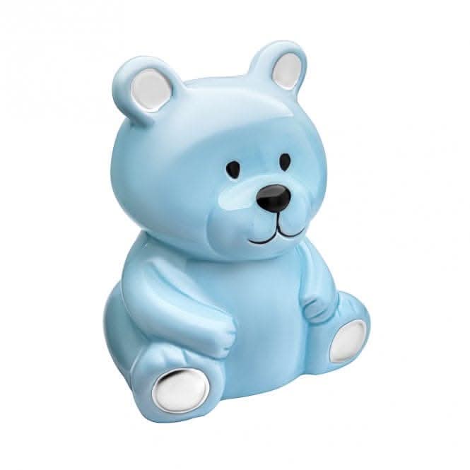 Ceramic Blue Teddy Money Box Y427