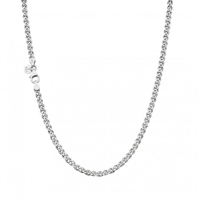 Chain Diamond Cut Woven Link Rhodium Plated 17" Necklace 99904CH17