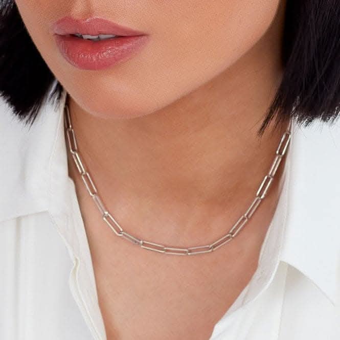 Chain Grande Paperclip Rhodium Plated 18" Necklace 99903CH18