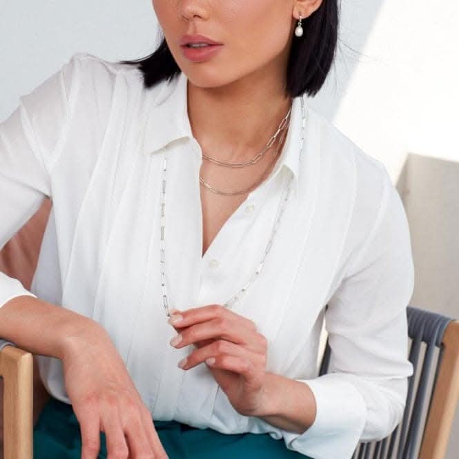 Chain Grande Paperclip Rhodium Plated 32" Necklace 99903CH32