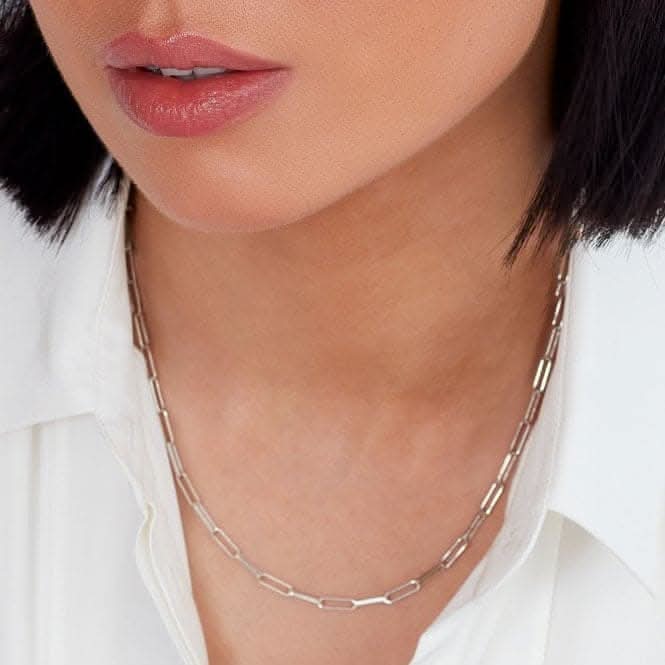 Chain Paperclip Rhodium Plated 17" Necklace 99902CH17