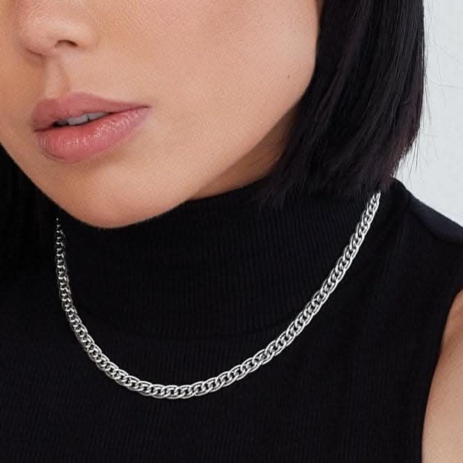 Chain Woven Link Rhodium Plated 17" Necklace 99905CH17