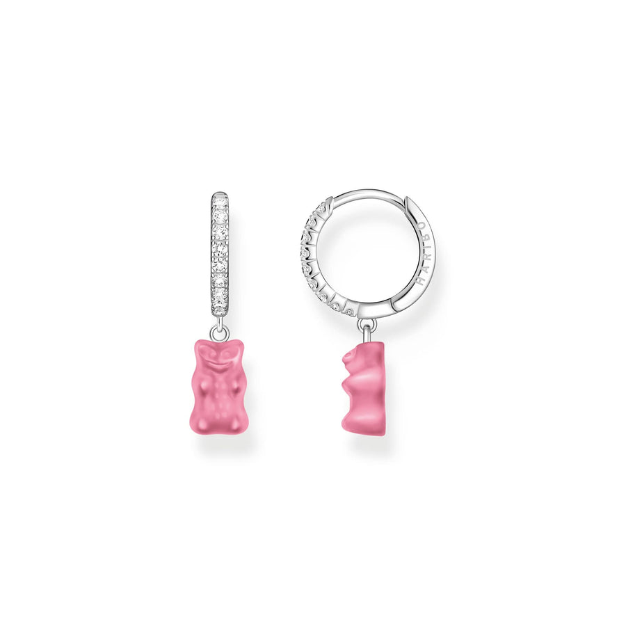 Sterling Silver HARIBO Zirconia Pink Goldbears Single Hoop Earring CR726-052-9