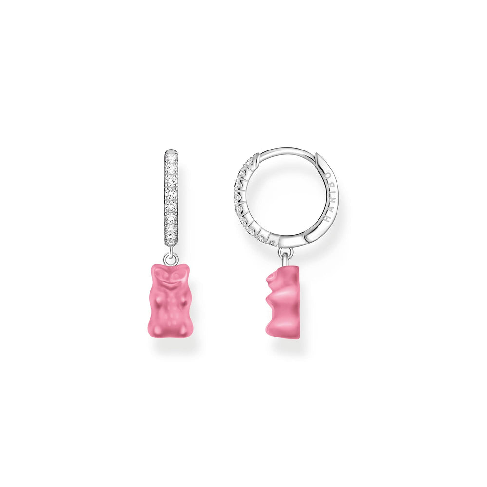 Sterling Silver HARIBO Zirconia Pink Goldbears Single Hoop Earring CR727-052-9