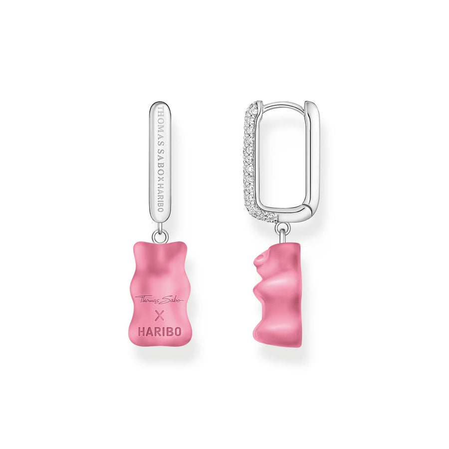 Sterling Silver HARIBO Zirconia Pink Goldbears Single Hoop Earring CR727-052-9