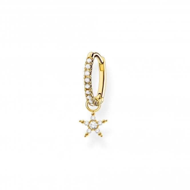 Charming Gold Plated Star Single Hoop Earring CR707-414-14