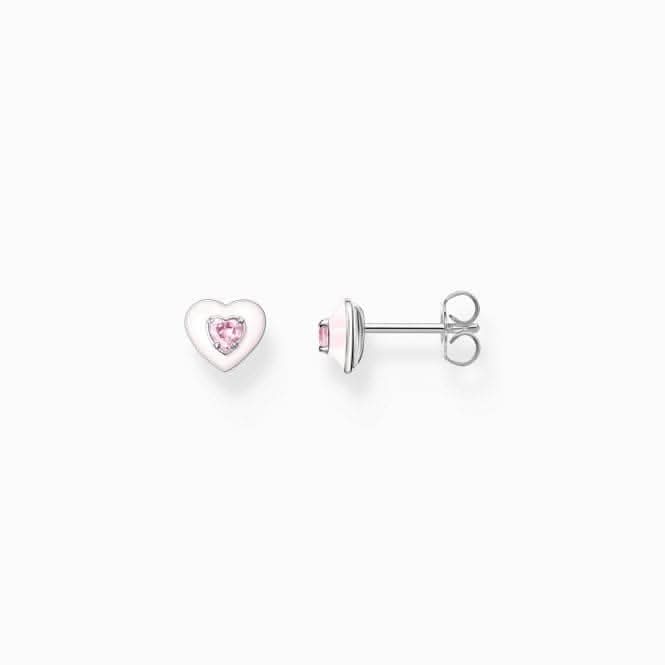Charming Heart With Pink Stone Ear Studs H2268-041-9
