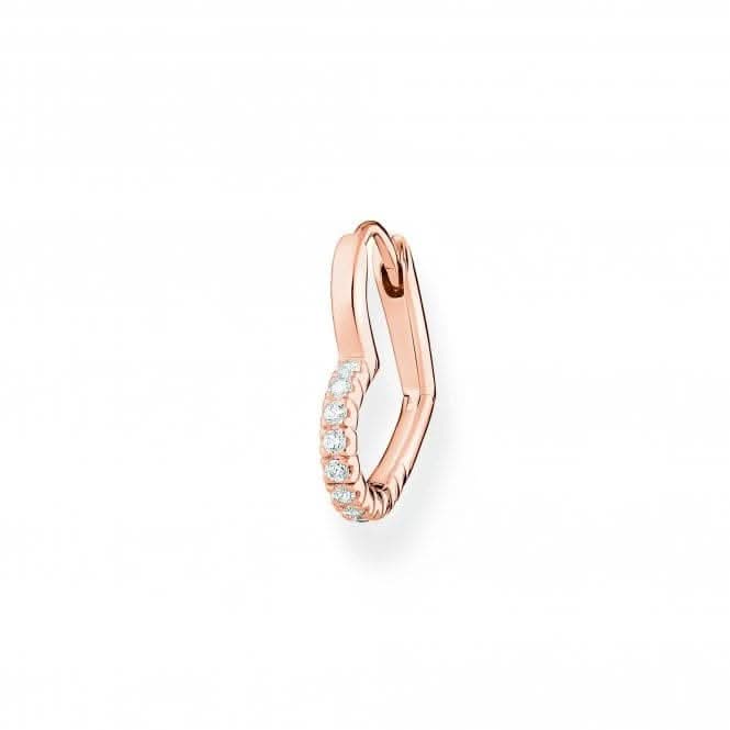 Charming Rose Gold Plated White Heart Single Hoop Earring CR693-416-14